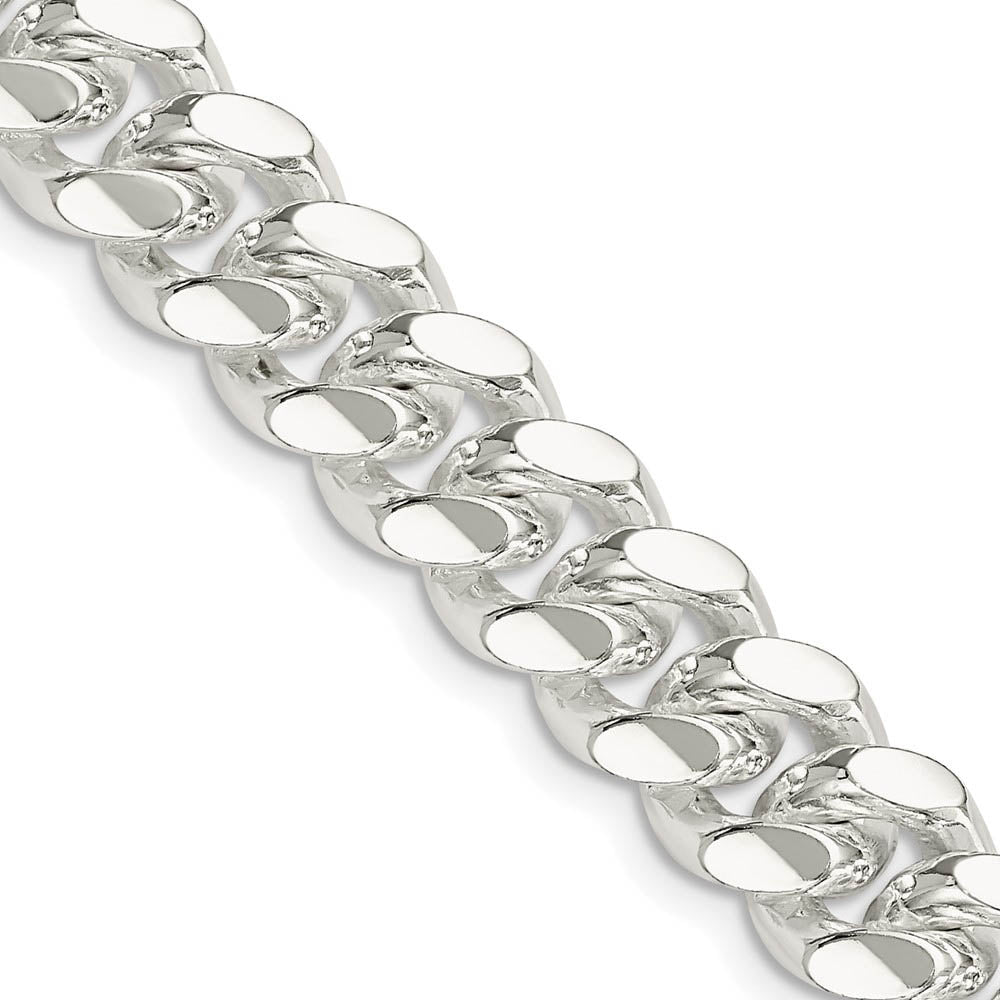 Men's 10.5mm Sterling Silver Solid Miami Curb Chain Bracelet, Item C10709-B by The Black Bow Jewelry Co.