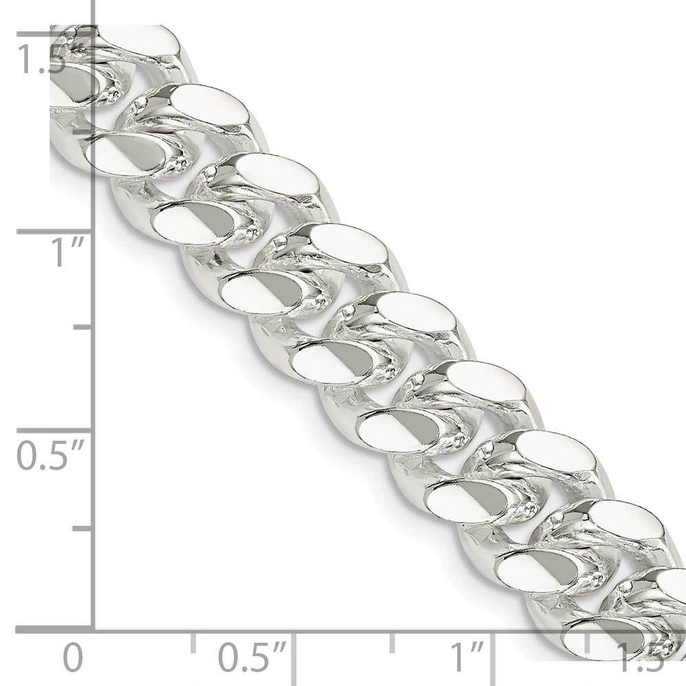 Alternate view of the Men's 10.5mm Sterling Silver Solid Miami Curb Chain Bracelet by The Black Bow Jewelry Co.