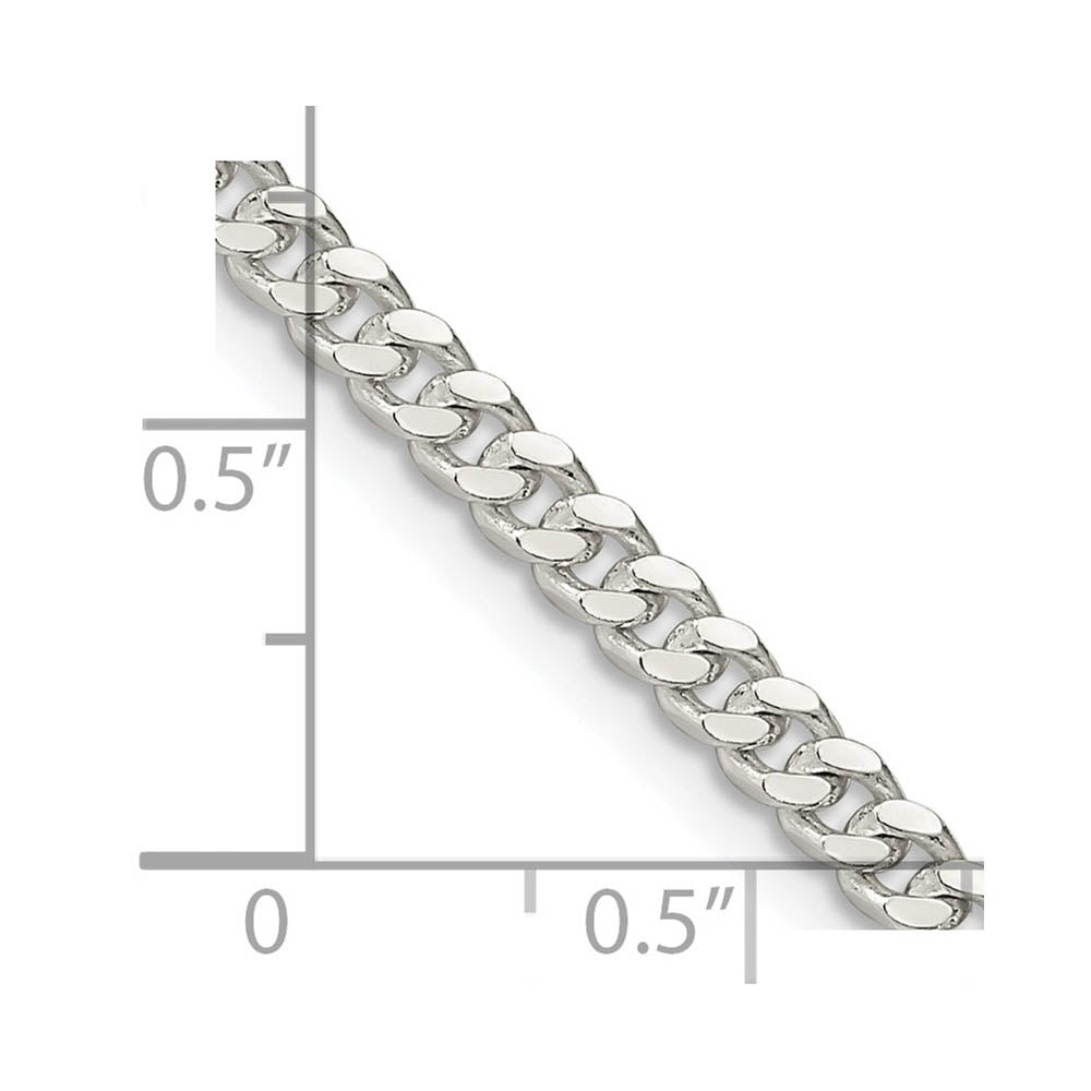 Alternate view of the 3.25mm Sterling Silver Solid D/C Domed Curb Chain Bracelet by The Black Bow Jewelry Co.