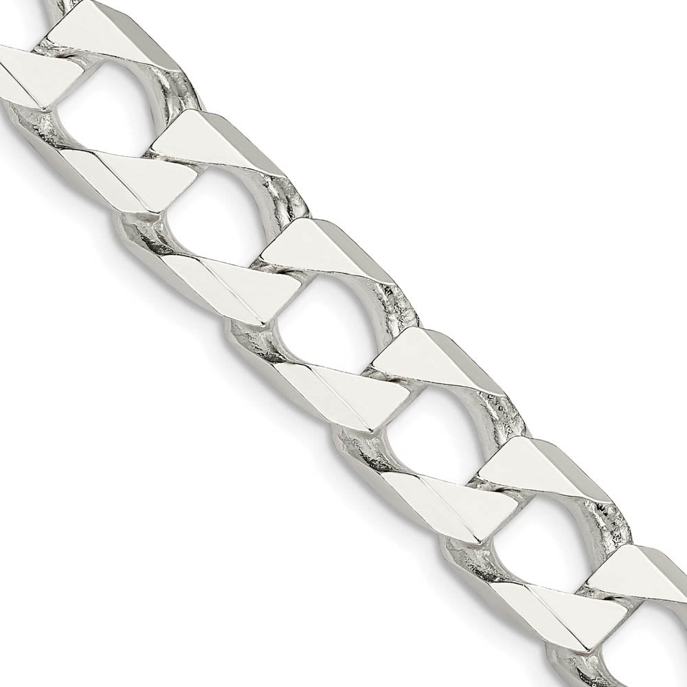 Men's 10.25mm Sterling Silver Flat Square Curb Chain Bracelet, Item C10712-B by The Black Bow Jewelry Co.