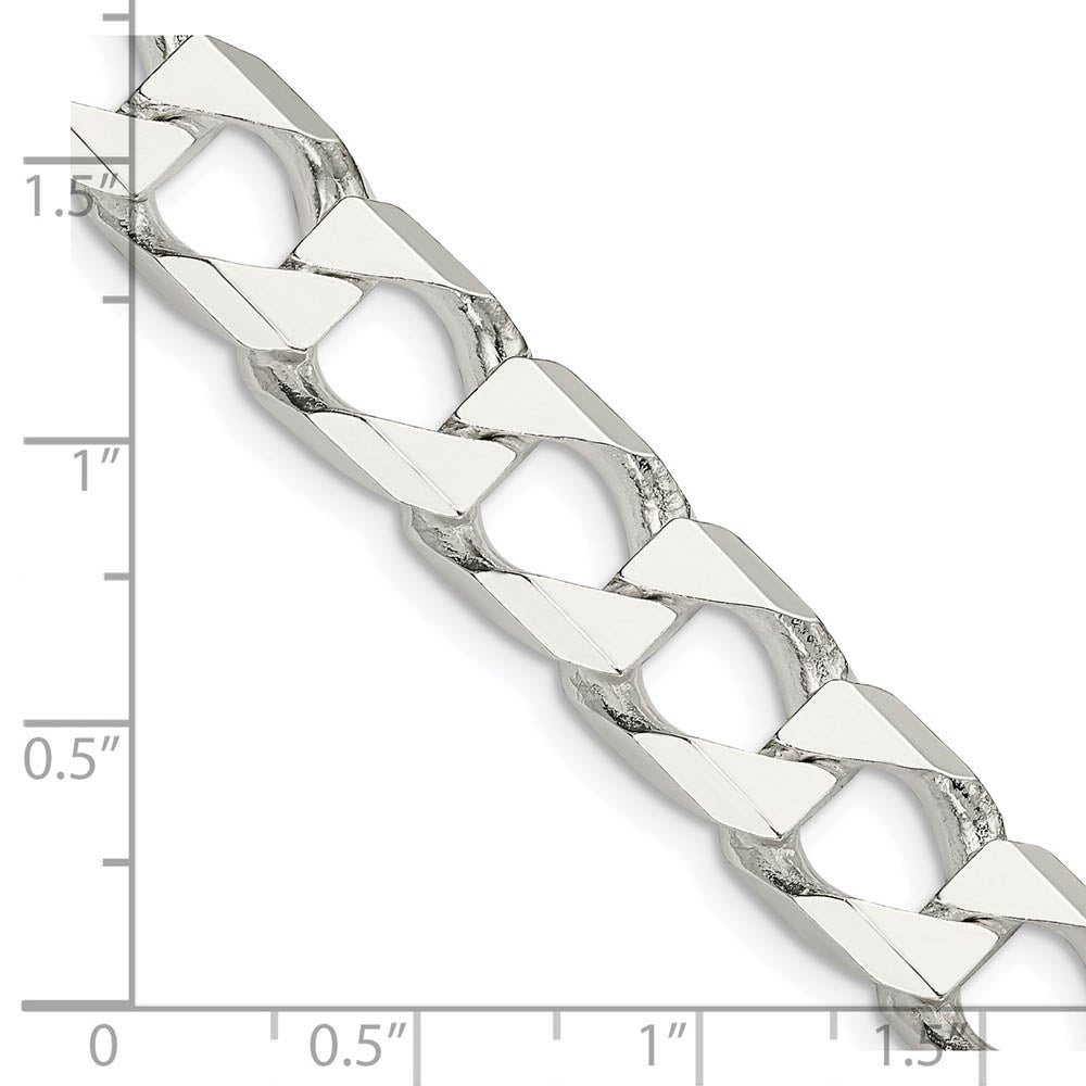 Alternate view of the Men's 10.25mm Sterling Silver Flat Square Curb Chain Bracelet by The Black Bow Jewelry Co.
