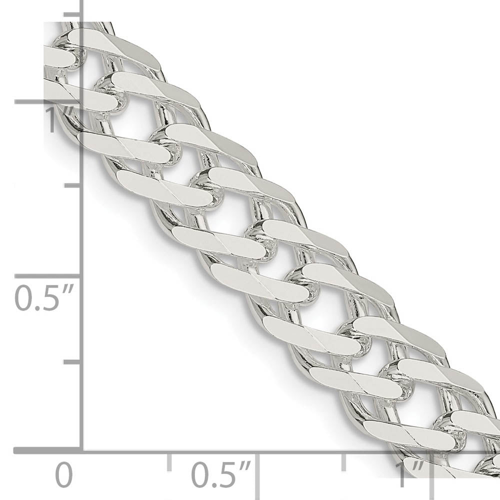 Alternate view of the Mens 7.75mm Sterling Silver Diamond Cut Rambo Flat Curb Chain Necklace by The Black Bow Jewelry Co.