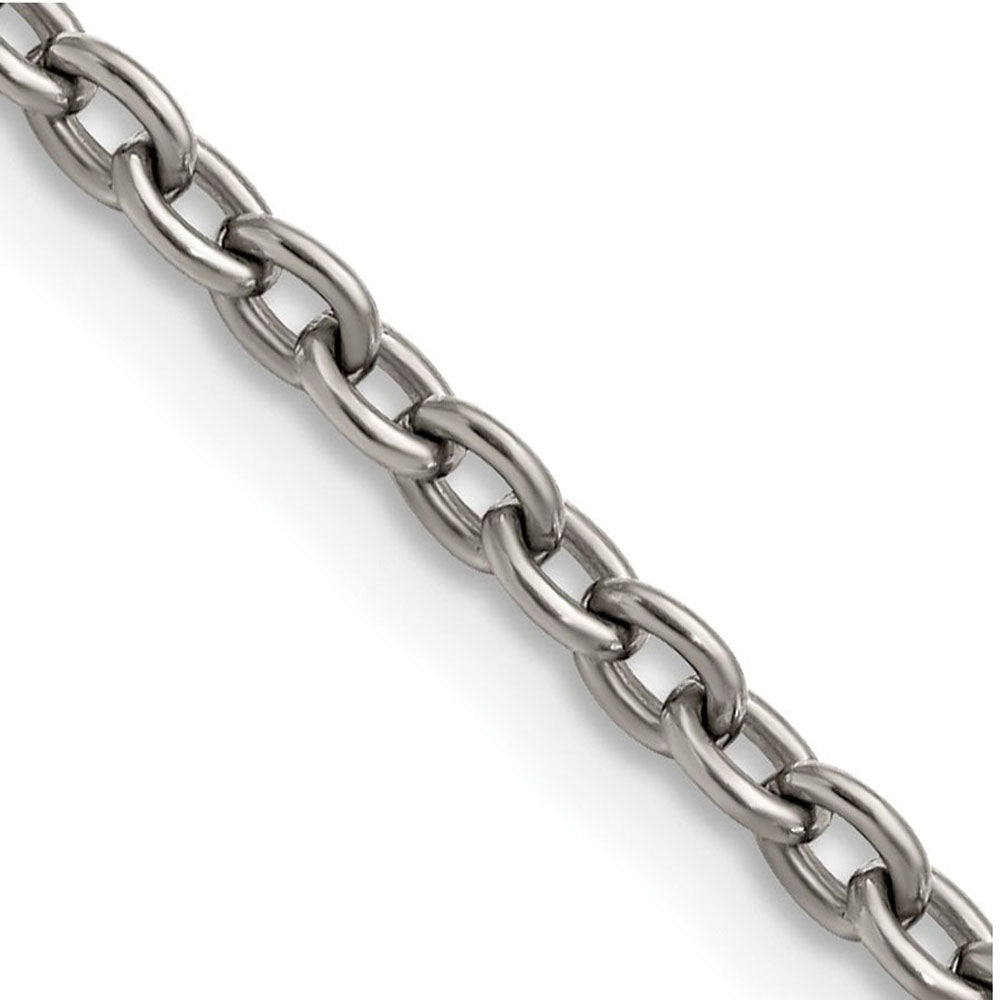3.5mm Dark Gray Titanium Classic Polished Cable Chain Necklace, Item C10723 by The Black Bow Jewelry Co.