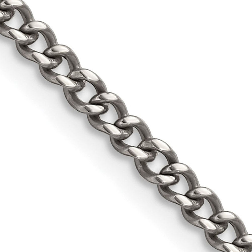 3.5mm Dark Gray Titanium Classic Polished Curb Chain Necklace - 18 Inch ...
