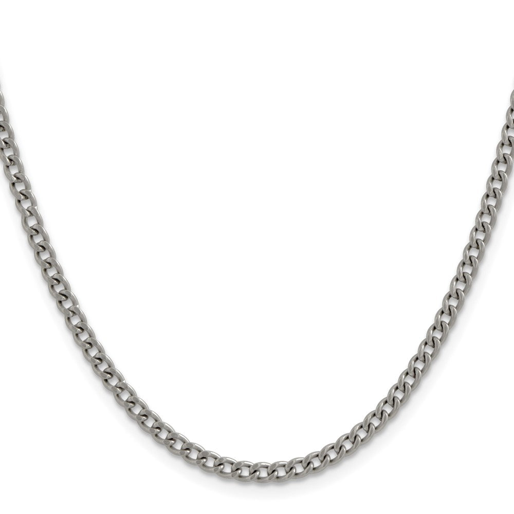 Alternate view of the 3.5mm Dark Gray Titanium Classic Polished Curb Chain Necklace by The Black Bow Jewelry Co.