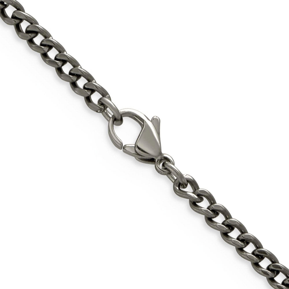 Alternate view of the 3.5mm Dark Gray Titanium Classic Polished Curb Chain Necklace by The Black Bow Jewelry Co.
