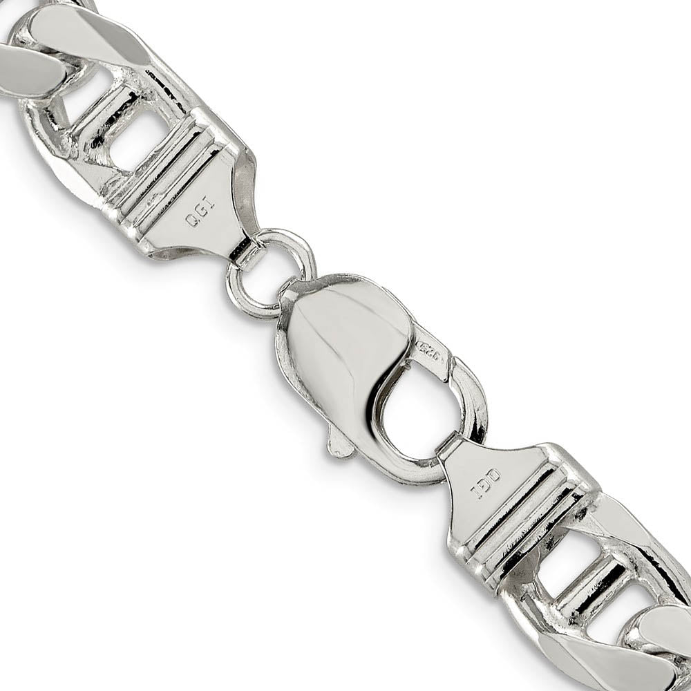 Alternate view of the Men's 10.5mm Sterling Silver Solid Flat Cuban Anchor Chain Necklace by The Black Bow Jewelry Co.