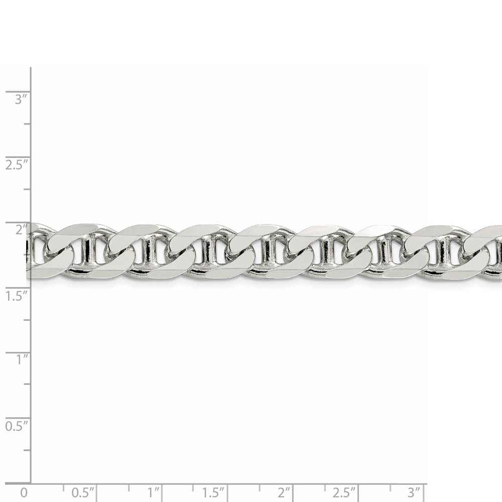 Alternate view of the Men's 10.5mm Sterling Silver Solid Flat Cuban Anchor Chain Necklace by The Black Bow Jewelry Co.