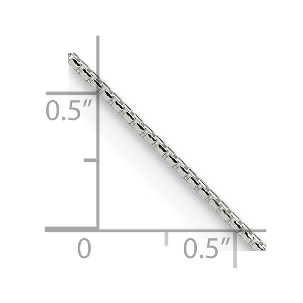 Alternate view of the 1.1mm Sterling Silver Diamond Cut Solid Round Box Chain Necklace by The Black Bow Jewelry Co.