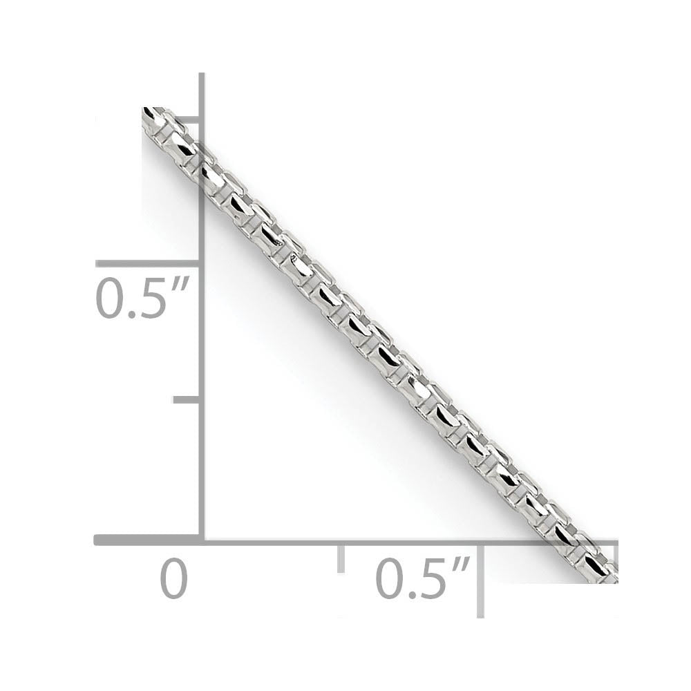 Alternate view of the 1.5mm Sterling Silver Diamond Cut Solid Round Box Chain Necklace by The Black Bow Jewelry Co.