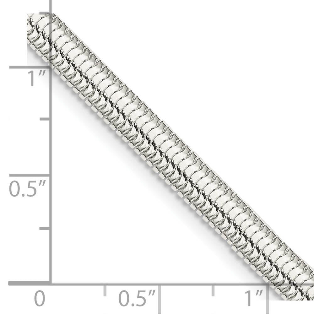 Alternate view of the 5mm Sterling Silver Solid Six Sided Oval Snake Chain Necklace by The Black Bow Jewelry Co.