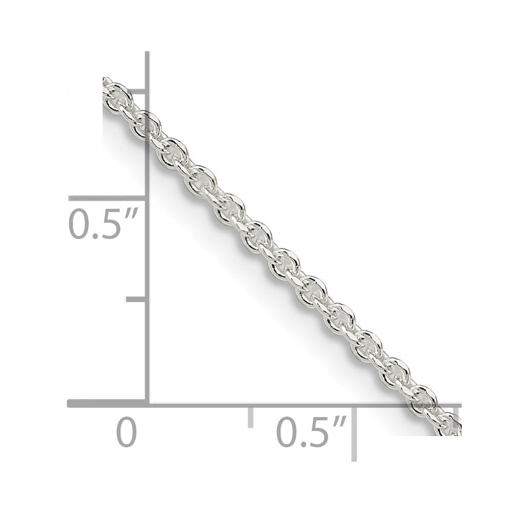 Alternate view of the 1.8mm Sterling Silver Solid Diamond Cut Cable Chain Necklace by The Black Bow Jewelry Co.