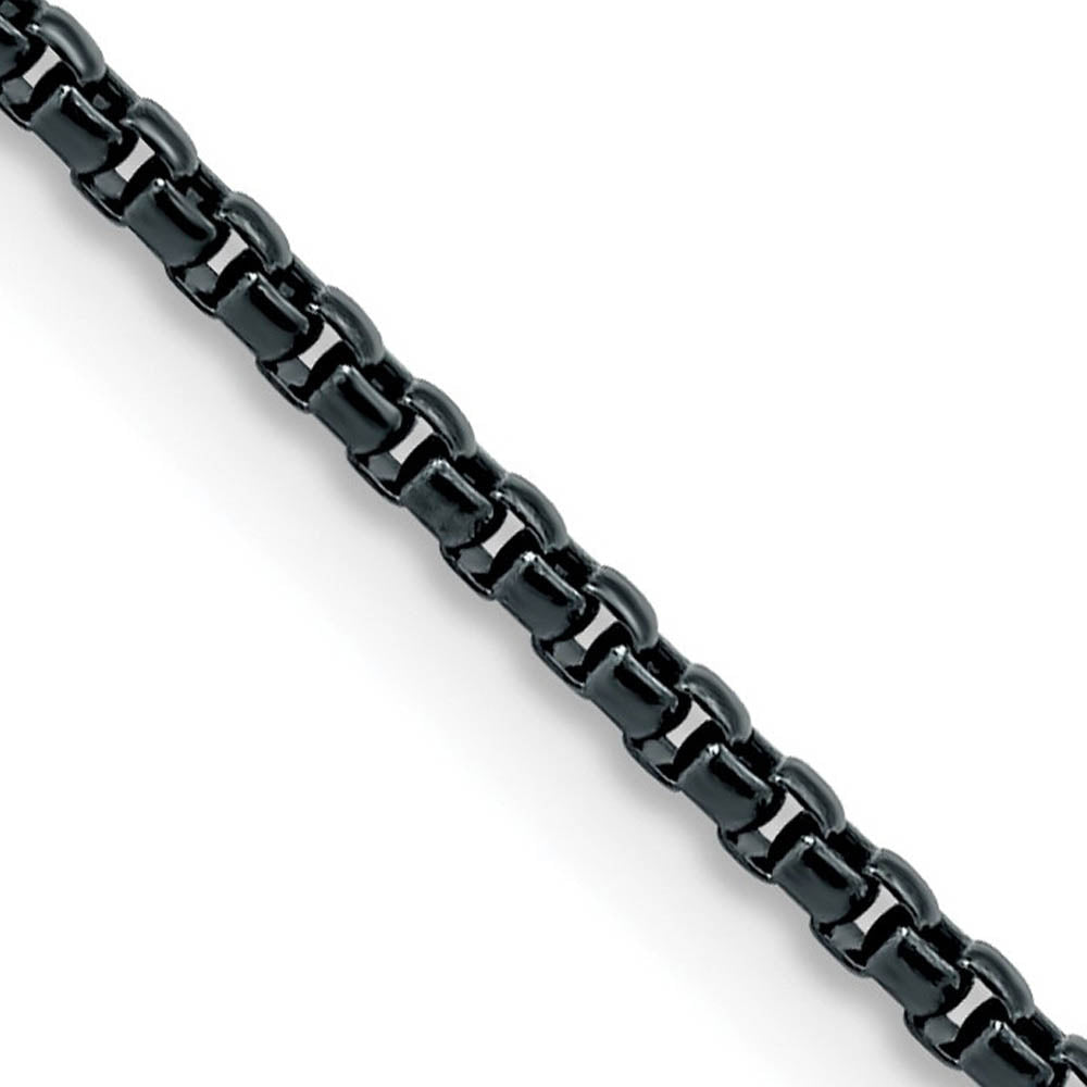 2.5mm Blue/Grey Plated Stainless Steel Rounded Box Chain Necklace, Item C10751 by The Black Bow Jewelry Co.