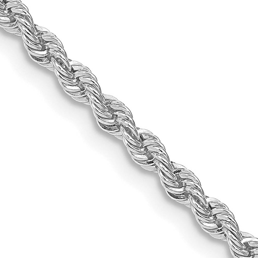 2.5mm Rhodium Plated Sterling Silver Solid Rope Chain  display picture 1