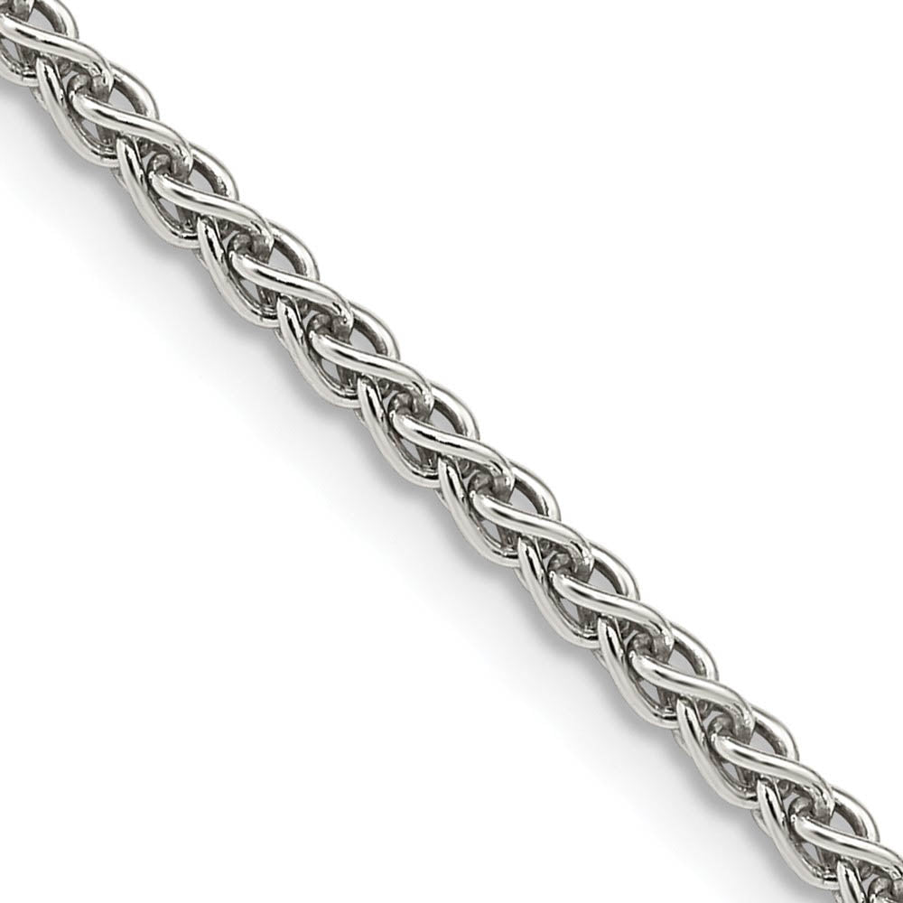 2.5mm Rhodium Sterling Silver Solid Round Spiga Chain Necklace, 28 in by The Black Bow Jewelry Co 2.5mm Rhodium Sterling Silver Solid Round Spiga Chain Necklace, 28 in by The Black Bow Jewelry Co
