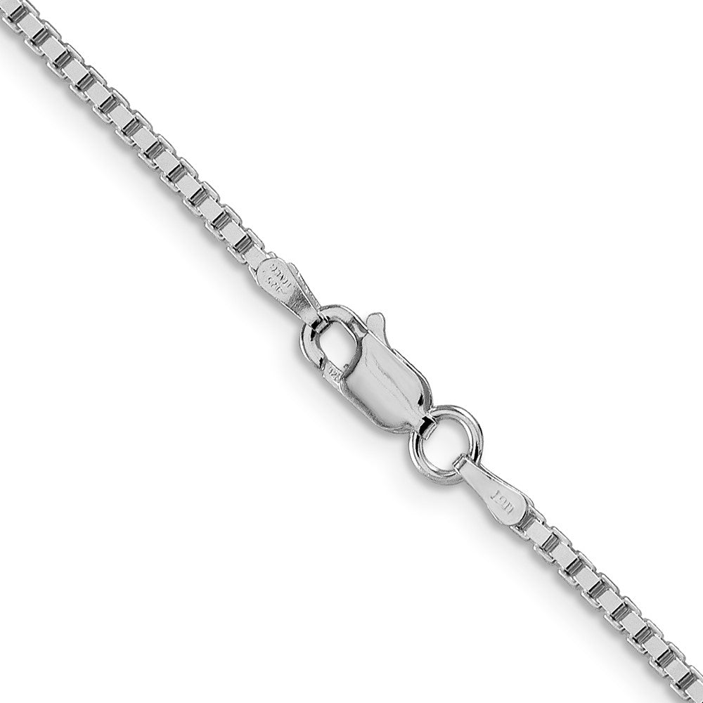 Alternate view of the 1.75mm Rhodium-Plated Sterling Silver Solid Box Chain Necklace by The Black Bow Jewelry Co.