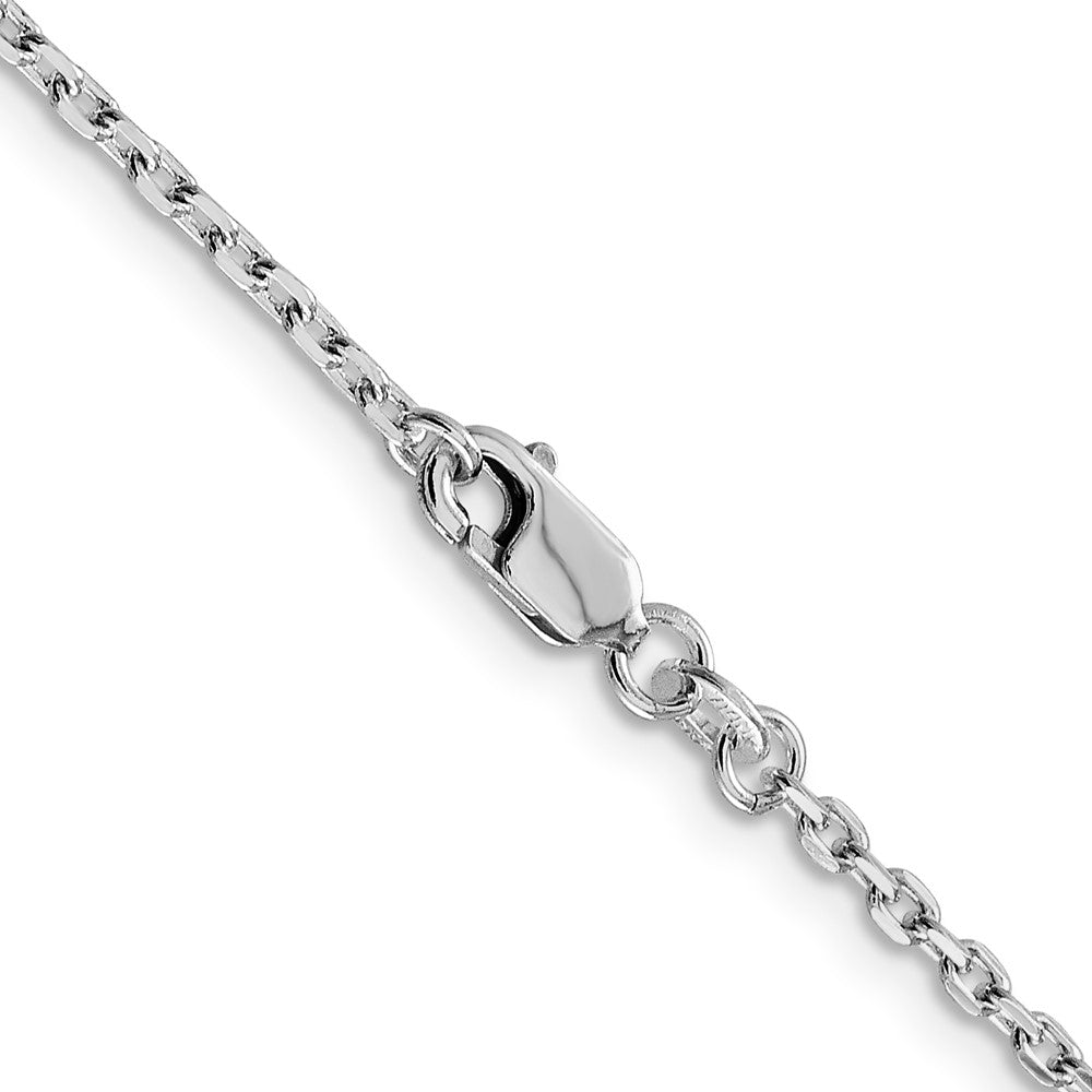 Alternate view of the 2mm Rhodium Plated Silver Solid Beveled Oval Cable Chain Necklace by The Black Bow Jewelry Co.