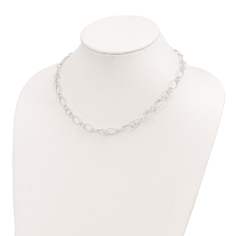 Alternate view of the 10mm Sterling Silver Fancy Solid Link Chain Necklace by The Black Bow Jewelry Co.