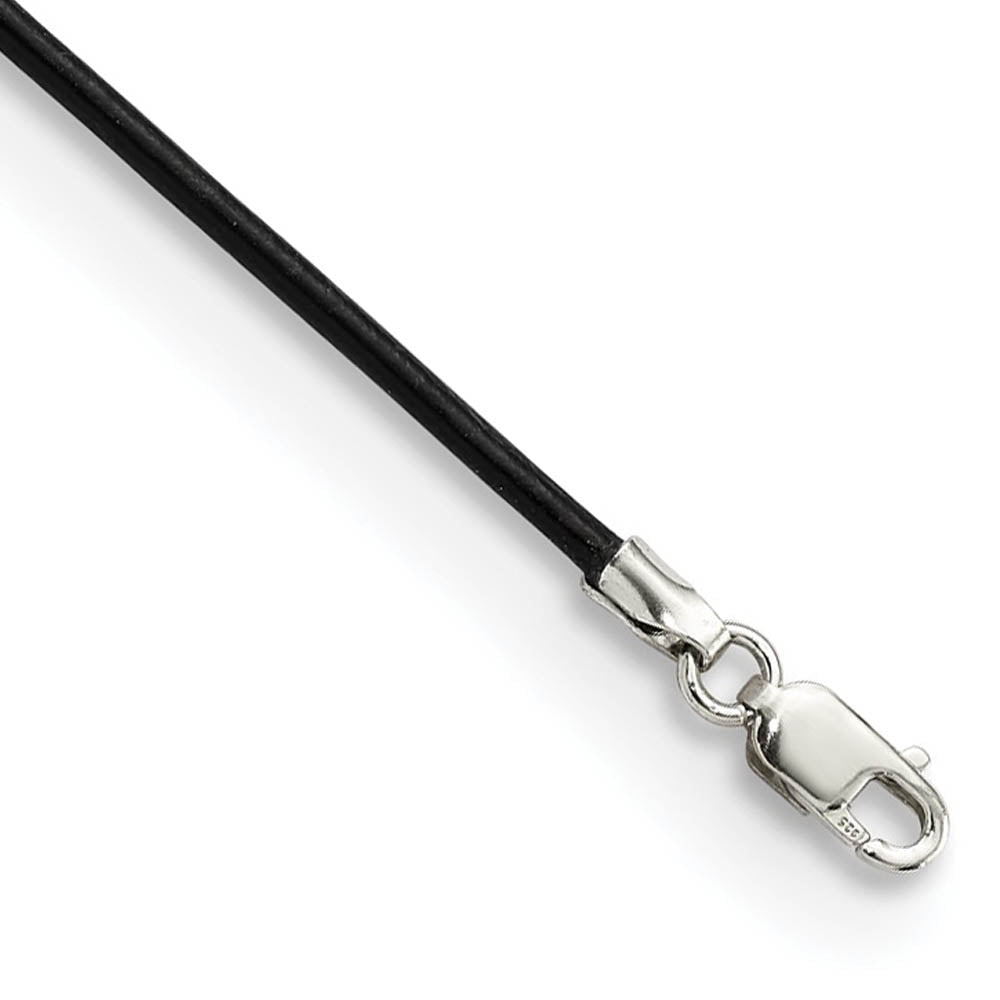 1.5mm Black Leather Cord Chain & Sterling Silver Clasp Necklace, Item C10787 by The Black Bow Jewelry Co.