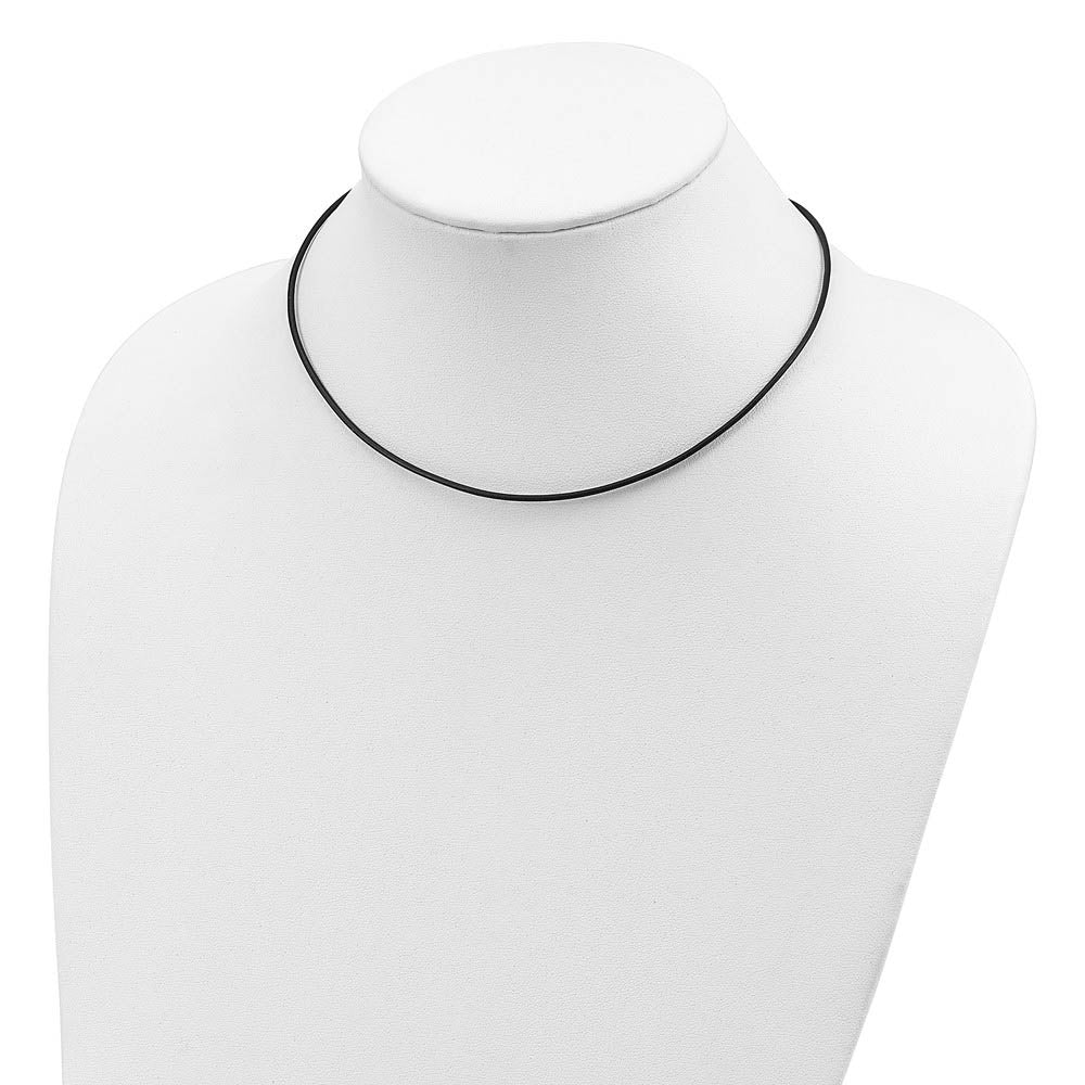 Alternate view of the 1.5mm Black Leather Cord Chain & Sterling Silver Clasp Necklace by The Black Bow Jewelry Co.