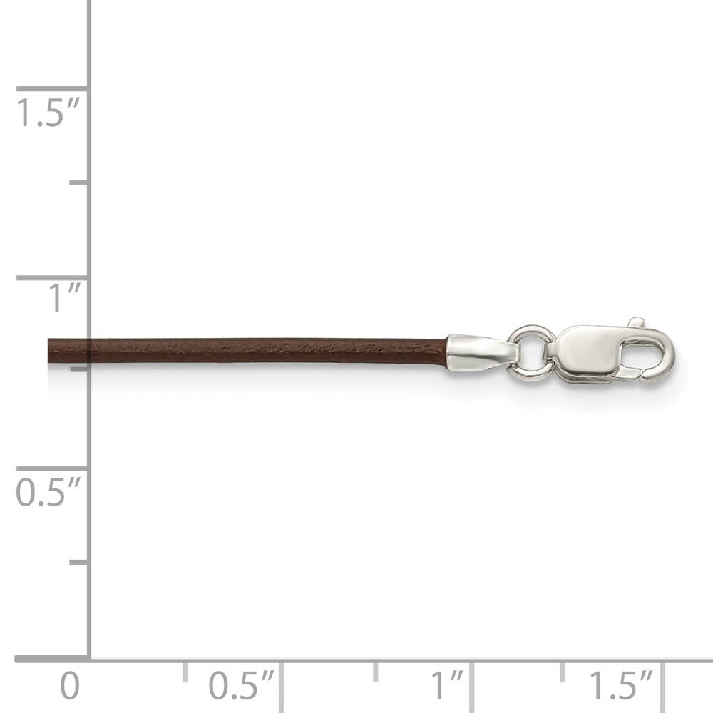 Alternate view of the 1.5mm Brown Leather Cord Chain & Sterling Silver Clasp Necklace by The Black Bow Jewelry Co.