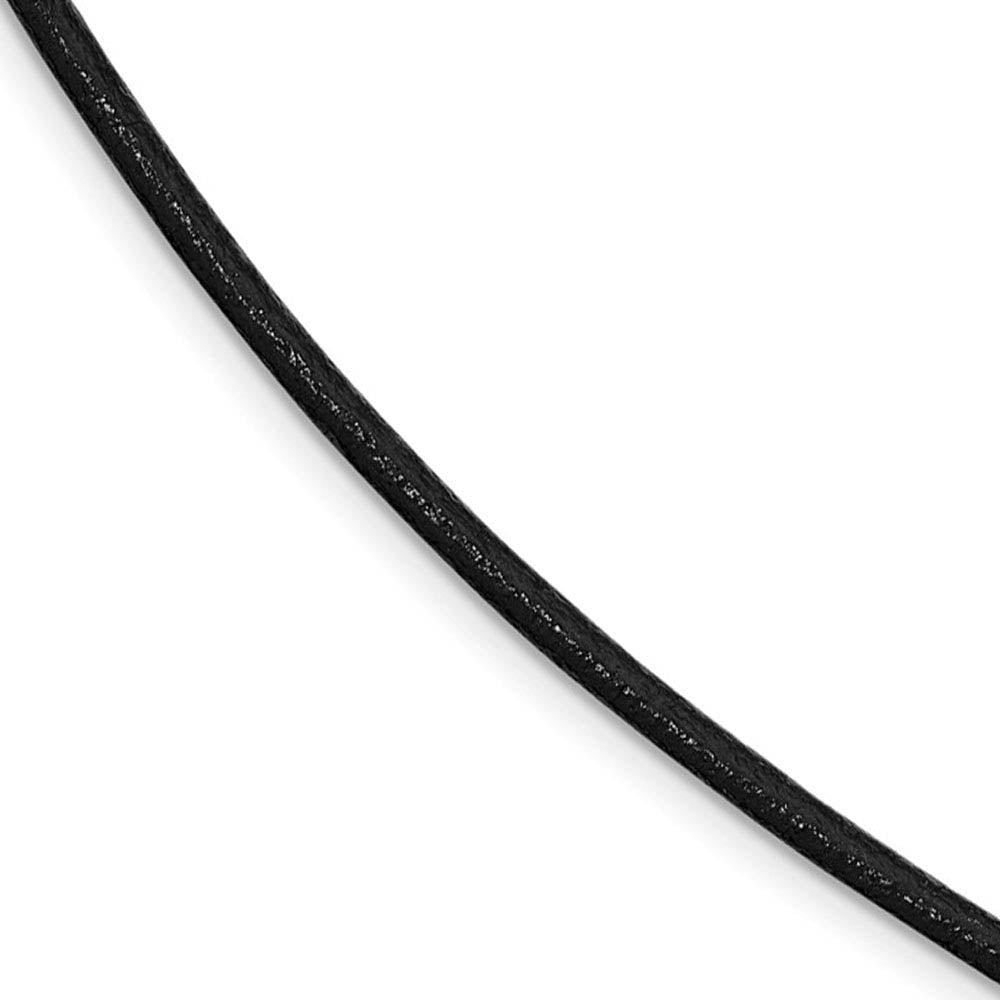 3mm Black Leather Cord Chain & Rhodium Sterling Silver Clasp Necklace, Item C10792 by The Black Bow Jewelry Co.