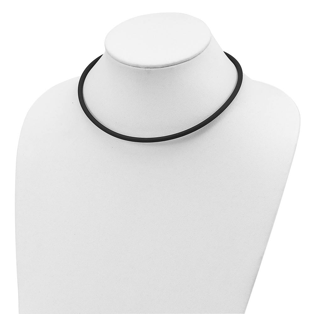 Alternate view of the 4mm Black Rubber Cord Chain, Sterling Silver Lobster Clasp Necklace by The Black Bow Jewelry Co.