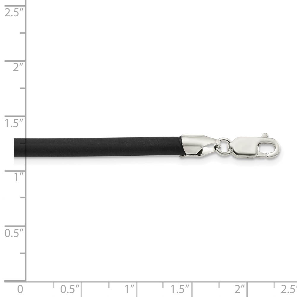 Alternate view of the 4mm Black Rubber Cord Chain, Sterling Silver Lobster Clasp Necklace by The Black Bow Jewelry Co.
