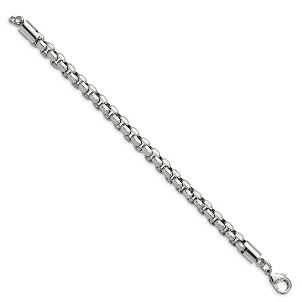 Alternate view of the Men's 8.25mm Stainless Steel Fancy Rolo Chain Bracelet, 8.75 Inch by The Black Bow Jewelry Co.
