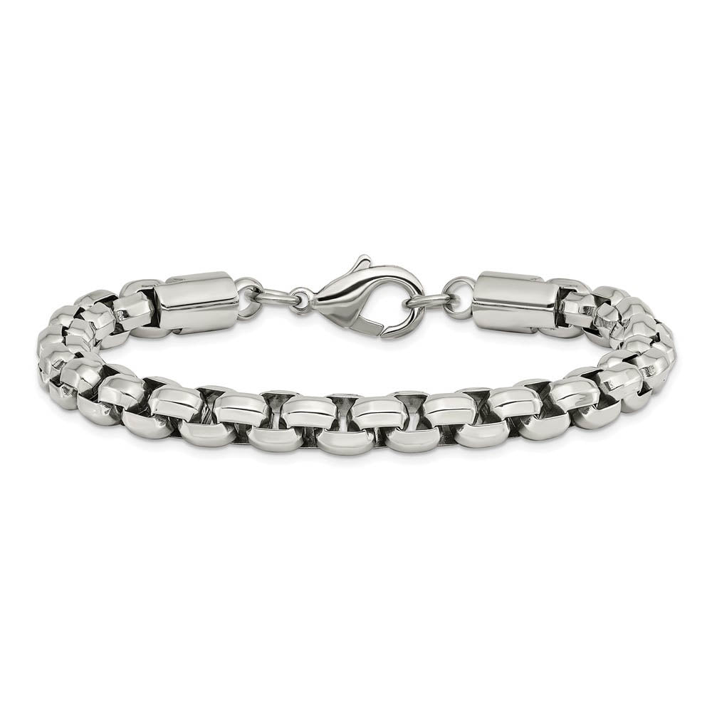 Alternate view of the Men's 8.25mm Stainless Steel Fancy Rolo Chain Bracelet, 8.75 Inch by The Black Bow Jewelry Co.