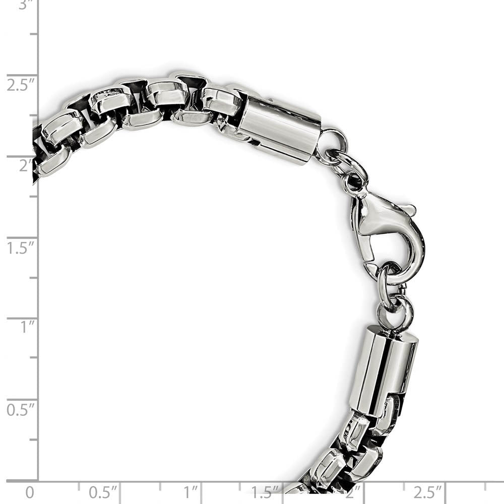 Alternate view of the Men's 8.25mm Stainless Steel Fancy Rolo Chain Bracelet, 8.75 Inch by The Black Bow Jewelry Co.