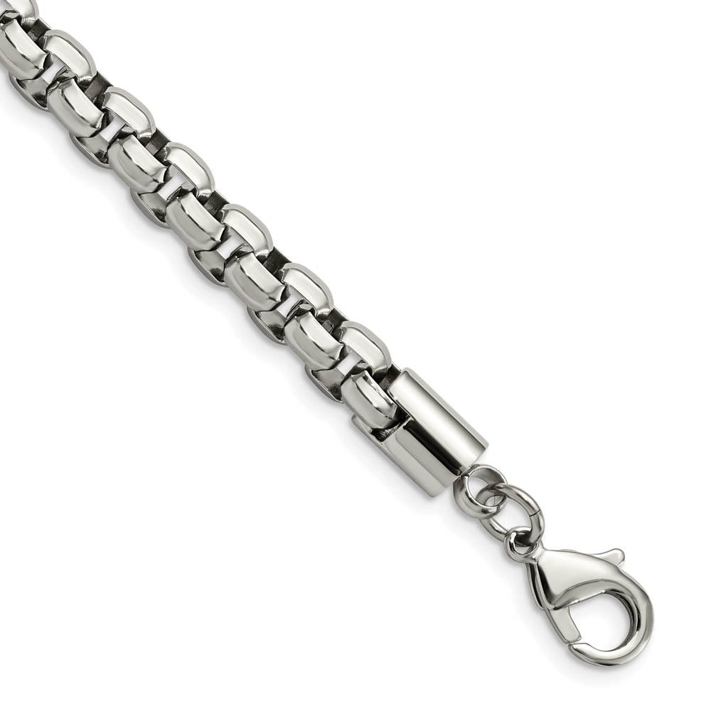 Men's 8.25mm Stainless Steel Fancy Rolo Chain Necklace, 24 Inch, Item C10799-24 by The Black Bow Jewelry Co.