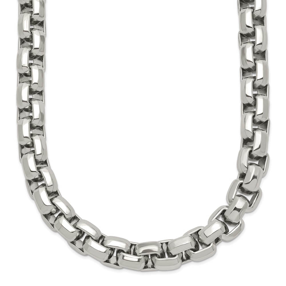 Alternate view of the Men's 8.25mm Stainless Steel Fancy Rolo Chain Necklace, 24 Inch by The Black Bow Jewelry Co.