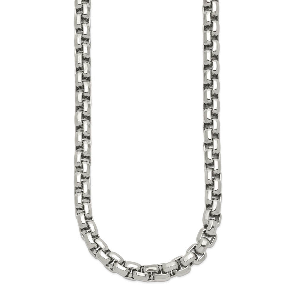 Alternate view of the Men's 8.25mm Stainless Steel Fancy Rolo Chain Necklace, 24 Inch by The Black Bow Jewelry Co.