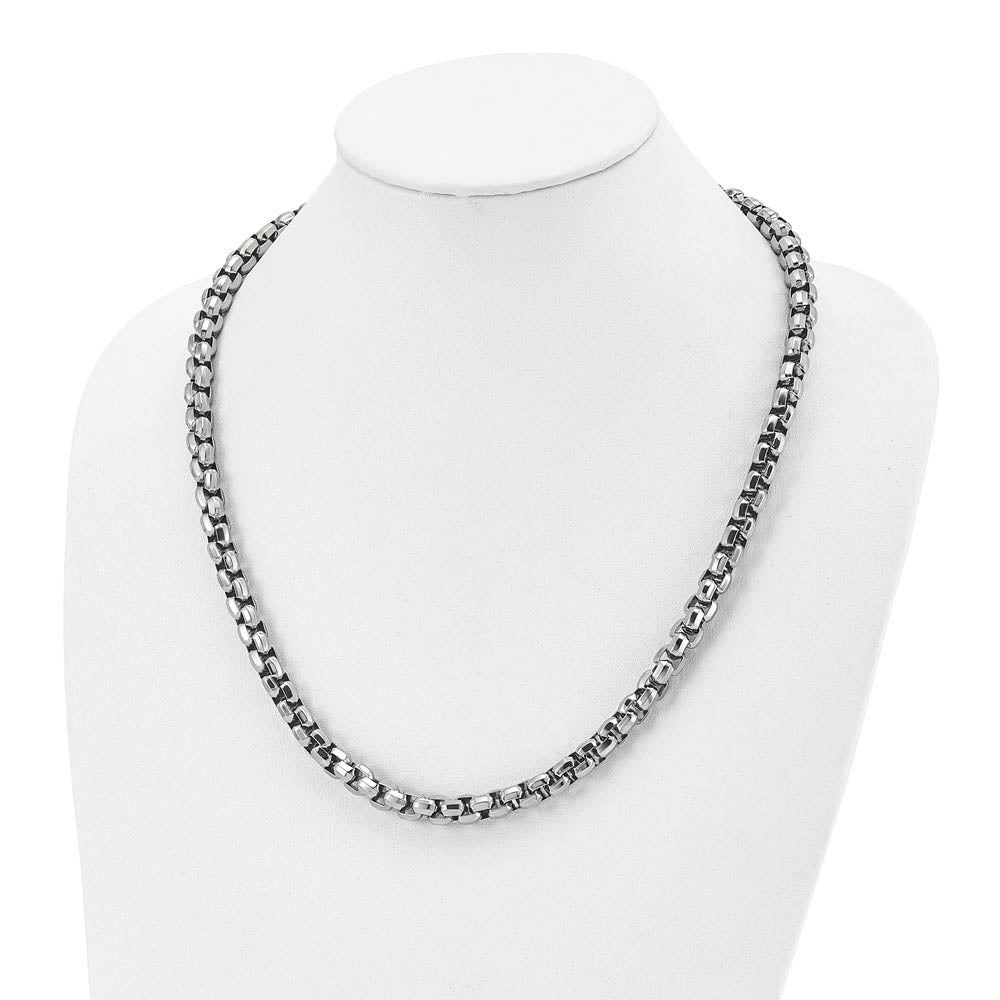 Alternate view of the Men's 8.25mm Stainless Steel Fancy Rolo Chain Necklace, 24 Inch by The Black Bow Jewelry Co.