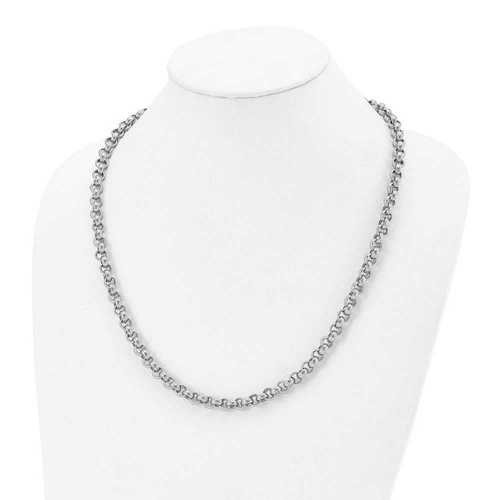 Alternate view of the Men's 7mm Stainless Steel Textured Rolo Chain Necklace, 24 Inch by The Black Bow Jewelry Co.