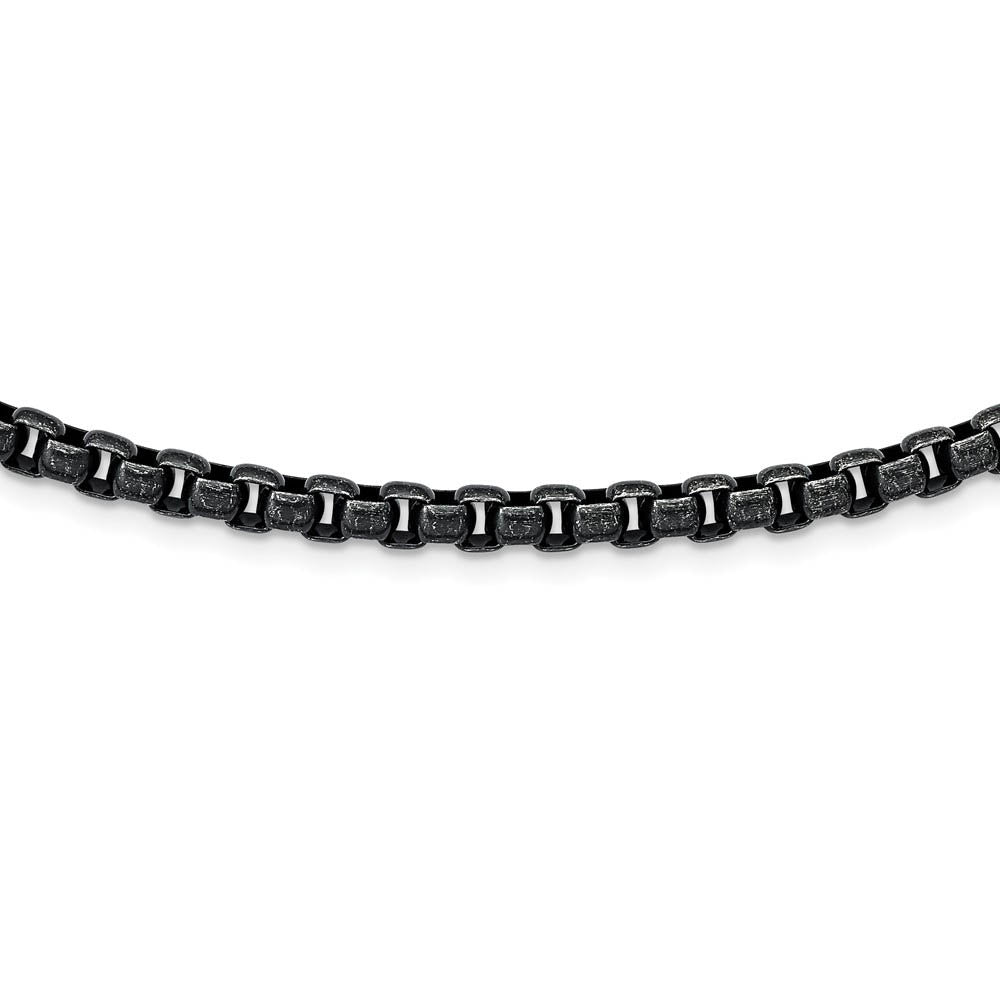 Alternate view of the Men's 5.75mm Stainless Steel Antiqued Box Chain Necklace, 24 Inch by The Black Bow Jewelry Co.