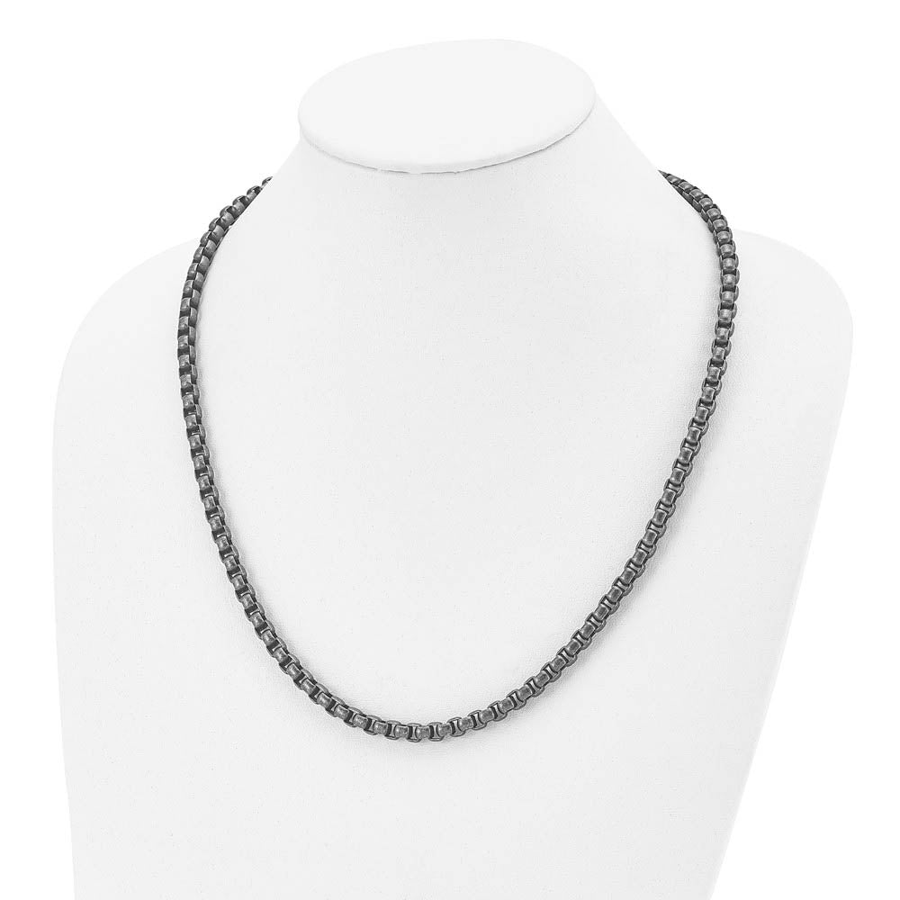 Alternate view of the Men's 5.75mm Stainless Steel Antiqued Box Chain Necklace, 24 Inch by The Black Bow Jewelry Co.