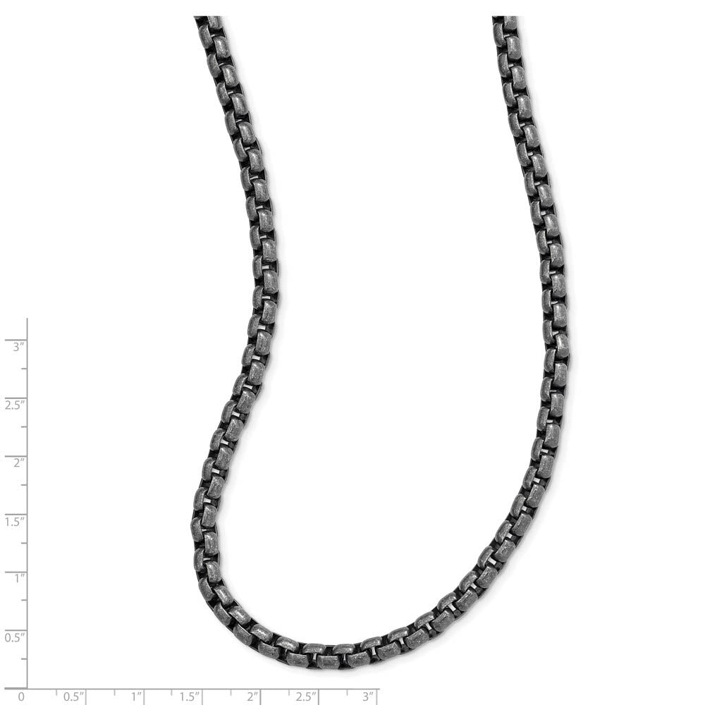 Alternate view of the Men's 5.75mm Stainless Steel Antiqued Box Chain Necklace, 24 Inch by The Black Bow Jewelry Co.