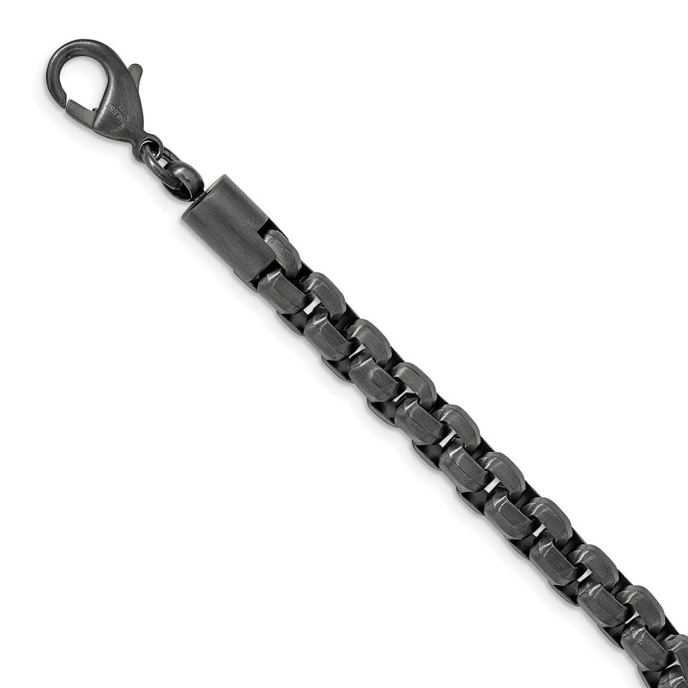 Alternate view of the Mens Stainless Steel Gunmetal Plated Fancy Box Chain Necklace, 24 Inch by The Black Bow Jewelry Co.