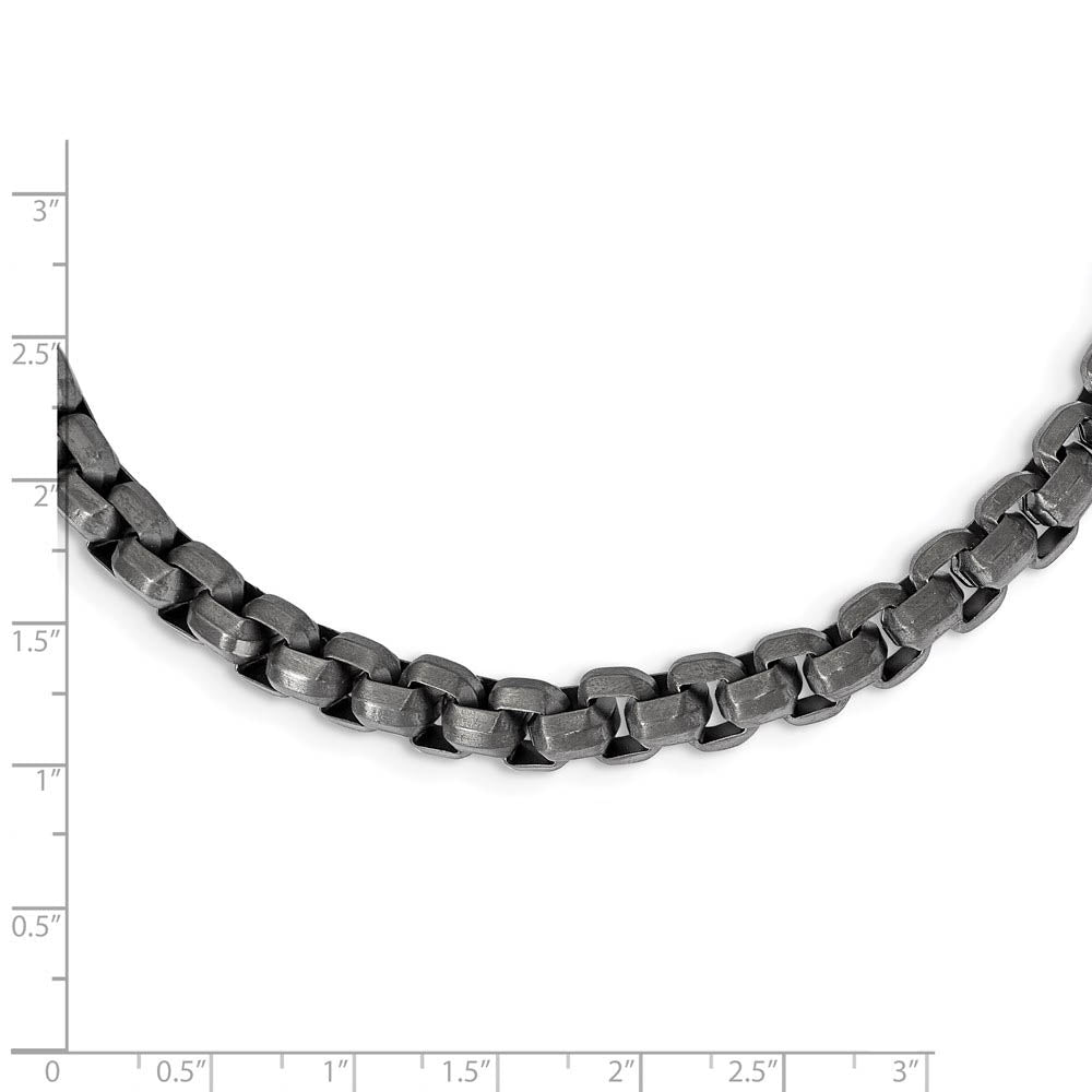 Alternate view of the Mens Stainless Steel Gunmetal Plated Fancy Box Chain Necklace, 24 Inch by The Black Bow Jewelry Co.
