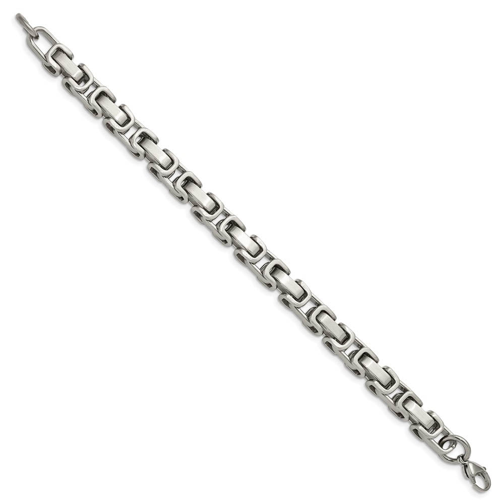 Alternate view of the Men's 8mm Stainless Steel Fancy Link Chain Bracelet, 8.5 Inch by The Black Bow Jewelry Co.