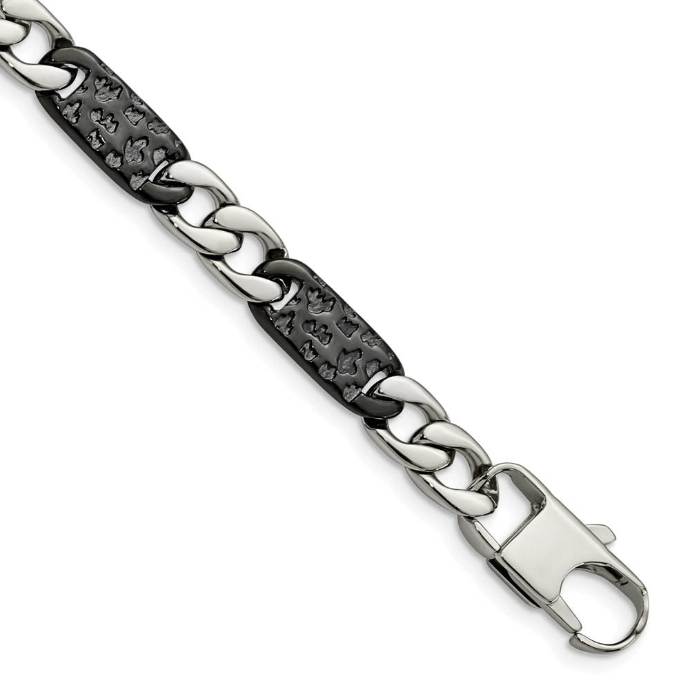 Men's 9mm Stainless Steel Two Tone Link Chain Bracelet, 8.5 Inch, Item C10805-085 by The Black Bow Jewelry Co.