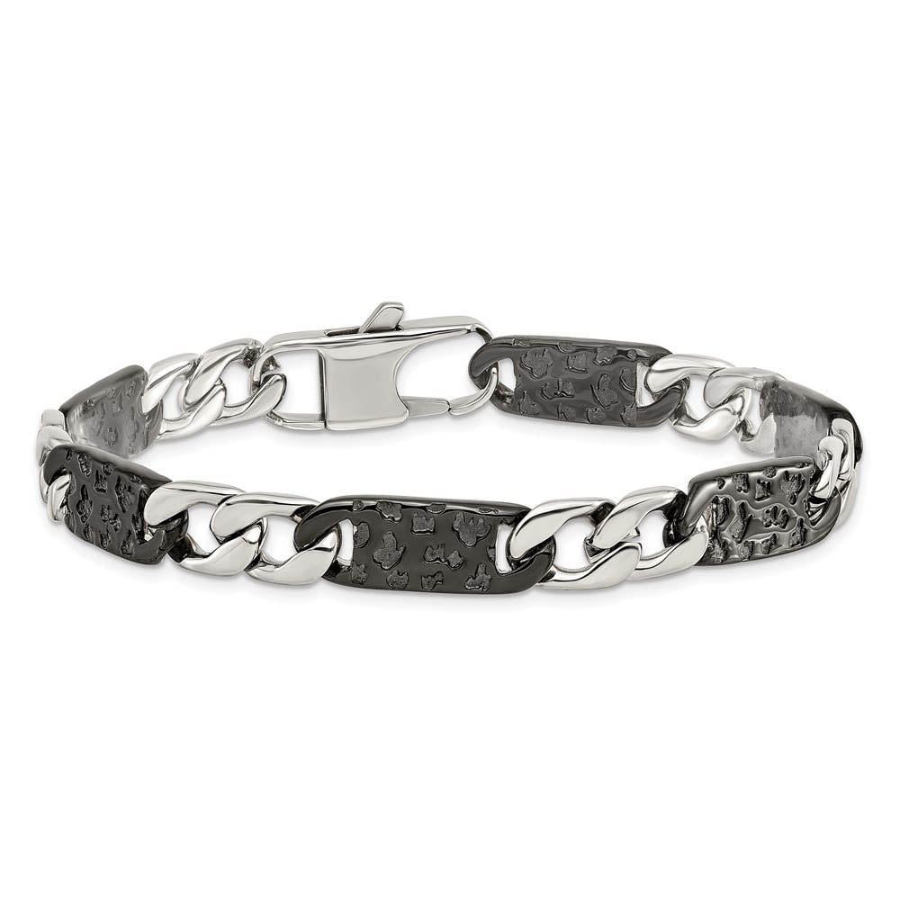 Alternate view of the Men's 9mm Stainless Steel Two Tone Link Chain Bracelet, 8.5 Inch by The Black Bow Jewelry Co.