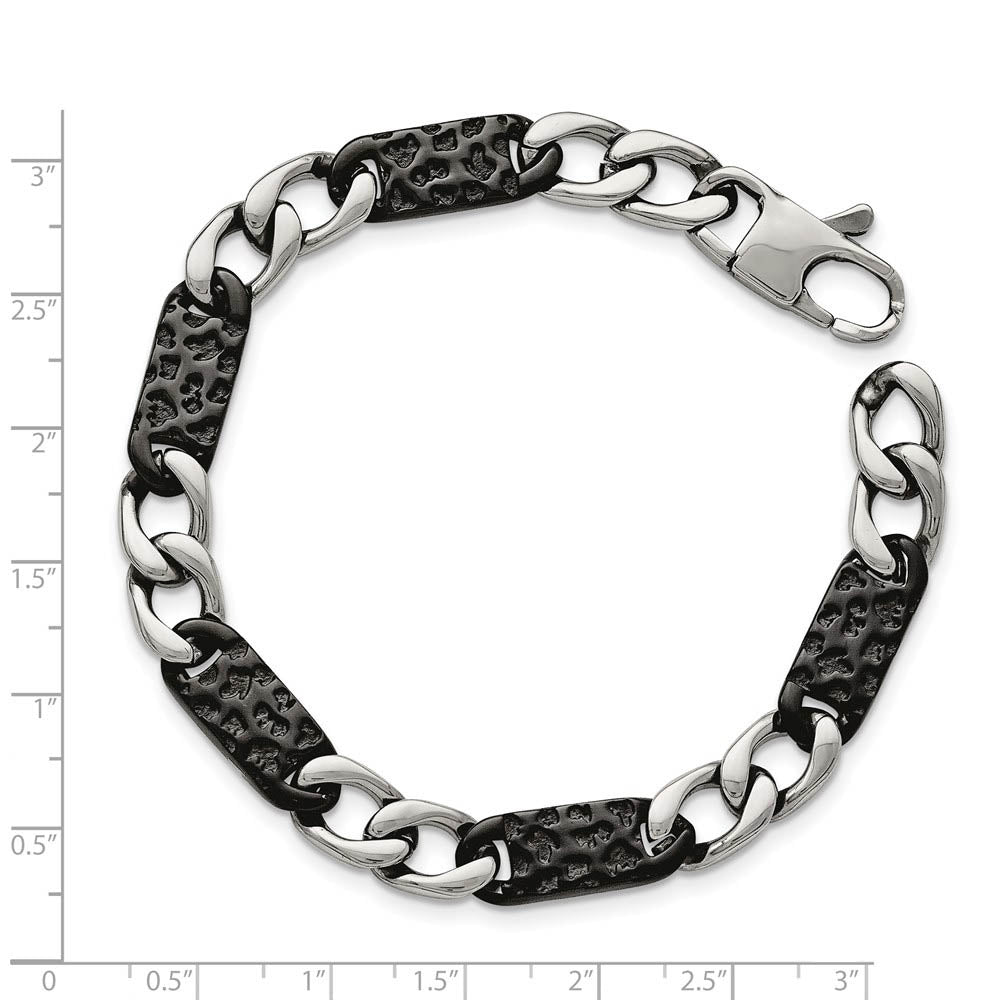 Alternate view of the Men's 9mm Stainless Steel Two Tone Link Chain Bracelet, 8.5 Inch by The Black Bow Jewelry Co.