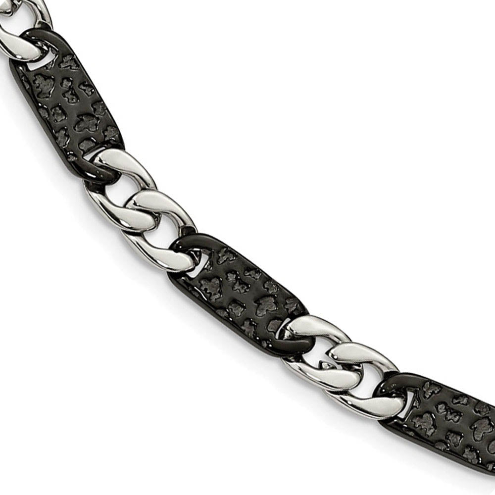 Men's 9mm Stainless Steel Two Tone Link Chain Necklace, 24 Inch, Item C10805-24 by The Black Bow Jewelry Co.
