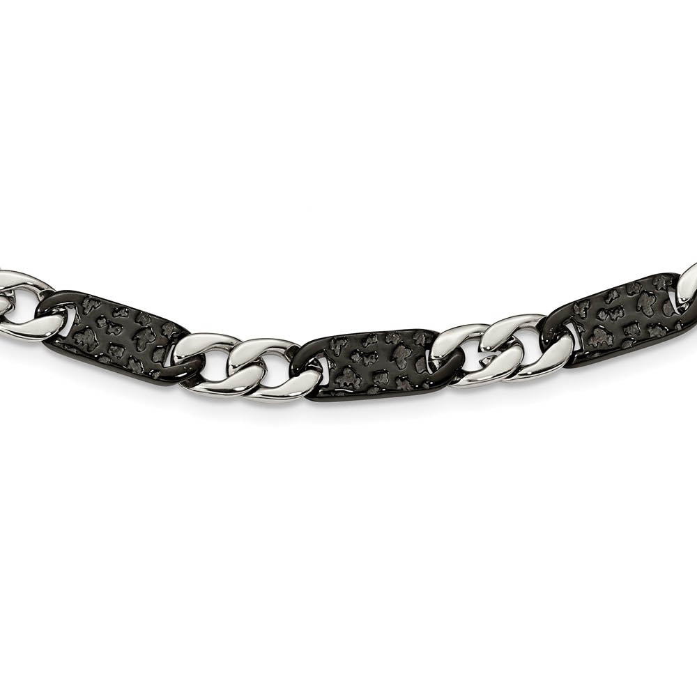 Alternate view of the Men's 9mm Stainless Steel Two Tone Link Chain Necklace, 24 Inch by The Black Bow Jewelry Co.