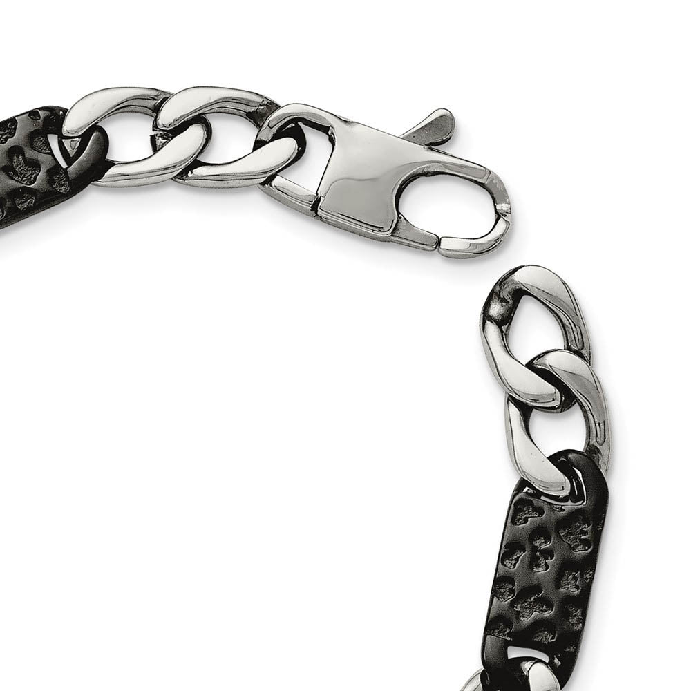 Alternate view of the Men's 9mm Stainless Steel Two Tone Link Chain Necklace, 24 Inch by The Black Bow Jewelry Co.