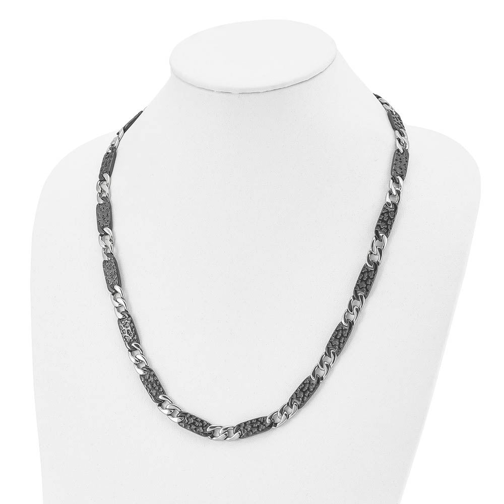 Alternate view of the Men's 9mm Stainless Steel Two Tone Link Chain Necklace, 24 Inch by The Black Bow Jewelry Co.