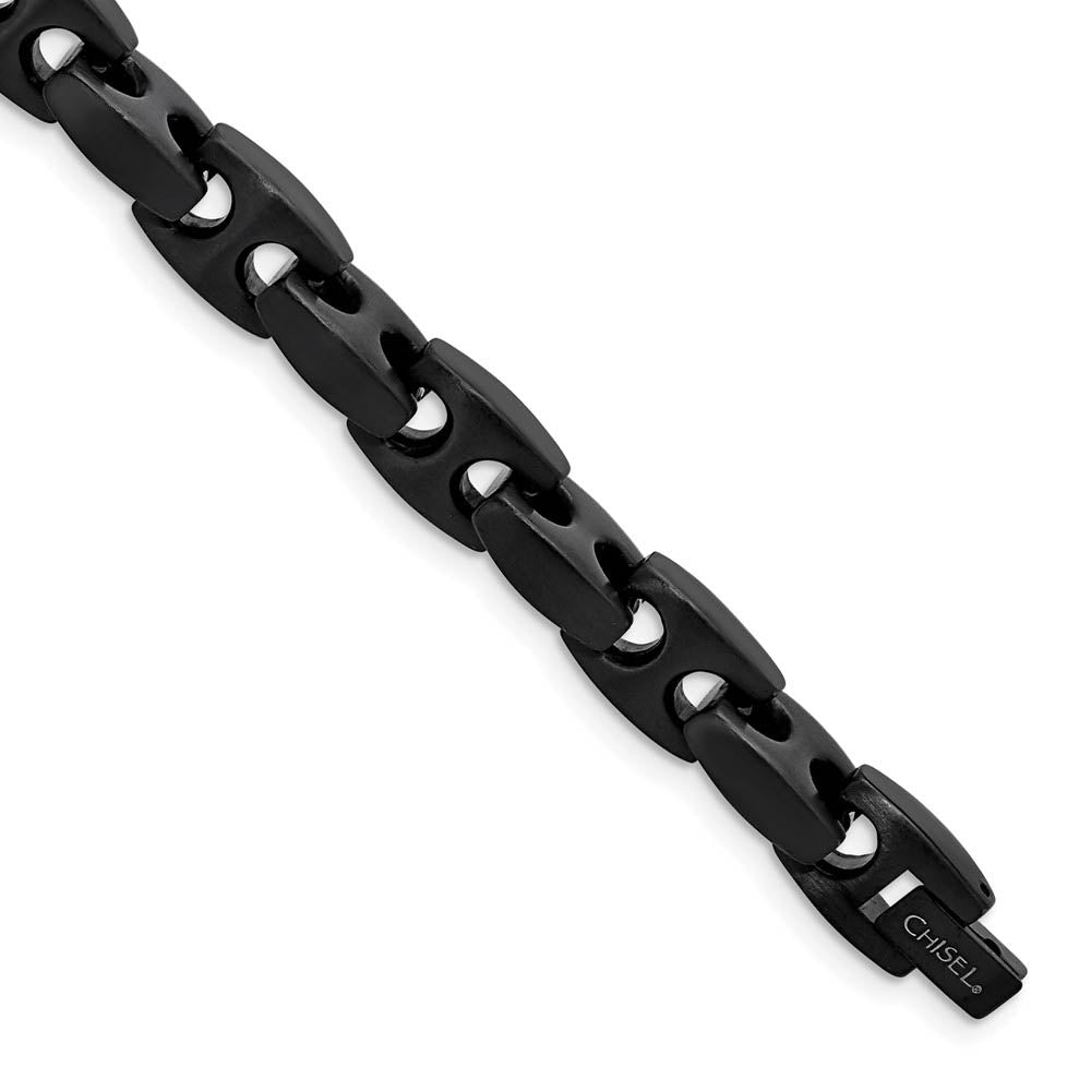 Mens 8mm Black Plated Stainless Steel Anchor Chain Bracelet, 9 Inch, Item C10808-09 by The Black Bow Jewelry Co.